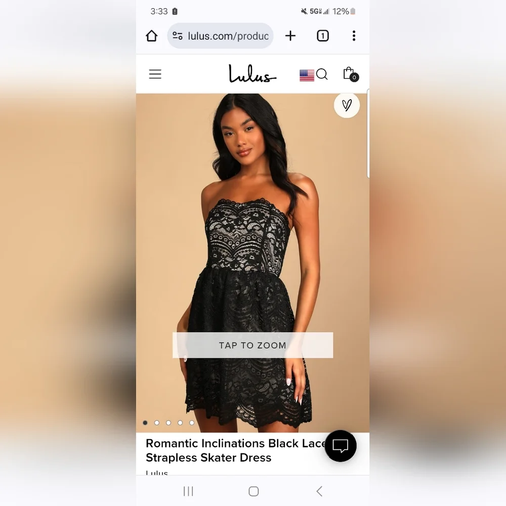 NWT Lulu's Black Lace Strapless Dress - Picture 6 of 7